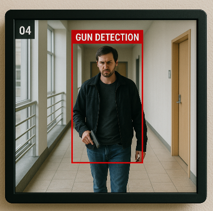 Gun detection alert in hallway