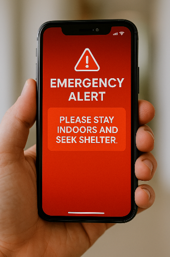 Emergency alert on smartphone screen